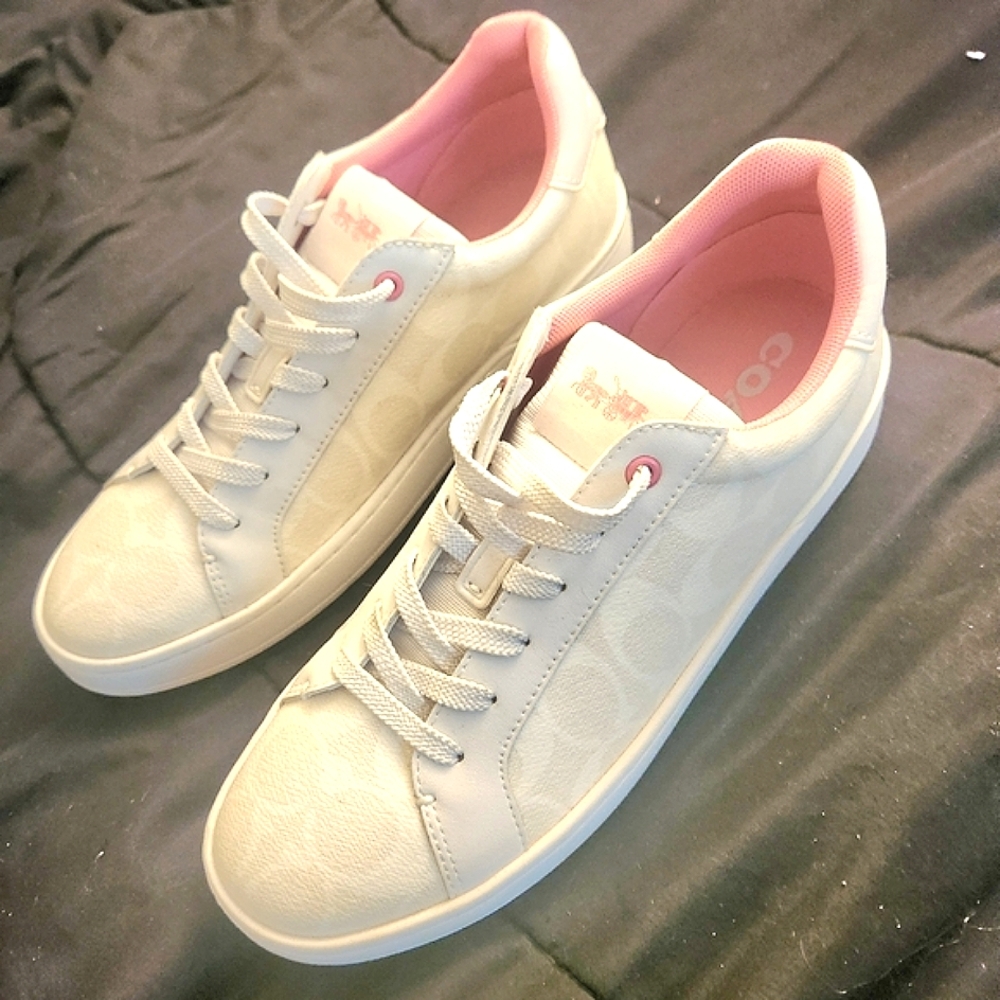 SIZE 8 WHITE AND PINK COACH Tennis Shoes